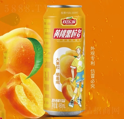 歡樂家果粒黃桃汁飲品490ml飲料
