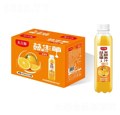美吉源益生菌發(fā)酵果汁470ml×15瓶鮮橙味